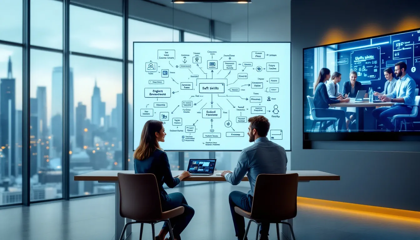 An engineer showcasing soft skills in a job interview setting.